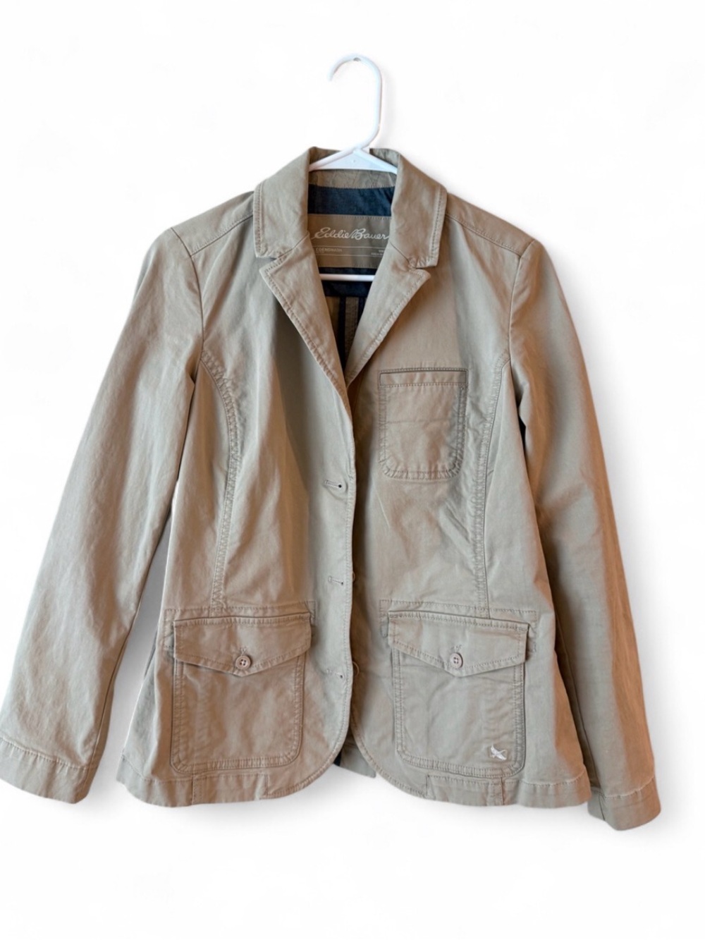 Eddie Bauer Women's Khaki Cotton Blazer Jacket